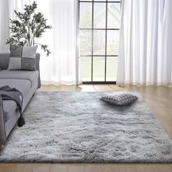 VERSAILLESFR Tapis Chambre Shaggy Versailles Tapis Pour Salon Shaggy Tapis De Sol Grand Pour Couloir Soft Tapis à Poils Longs Moelleux Tapis Antidérapant Intérieur Moelleux épais Pour Salon Chambre(Gris Blanc,80*160cm) -Tapis et paillasson Soldes 47881648 5