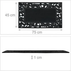 Relaxdays Paillasson Motif Feuilles, LxP : 75 X 45 Cm, Antidérapant, Résistant, Tapis Extérieur Intérieur, Noir 9 Relaxdays Paillasson Motif Feuilles, LxP : 75 X 45 Cm, Antidérapant, Résistant, Tapis Extérieur Intérieur, Noir -Tapis et paillasson Soldes 47888192 5