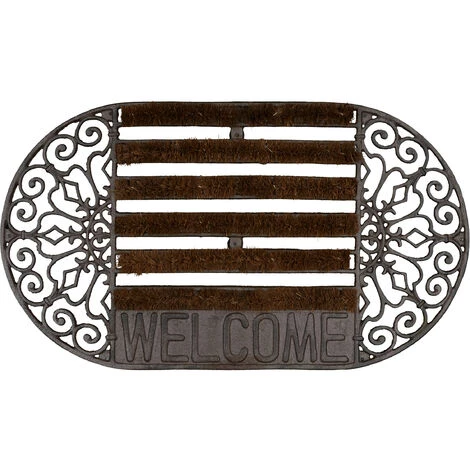 Relaxdays Paillasson En Fonte Avec Brosse Essuie-pieds Tapis D'entrée En Fonte Ovale "WELCOME" H X L X P: 4 X 65 X 37 Cm Style Maison De Campagne Ancien Anti-dérapant, Bronze 2 Relaxdays Paillasson En Fonte Avec Brosse Essuie-pieds Tapis D'entrée En Fonte Ovale "WELCOME" H X L X P: 4 X 65 X 37 Cm Style Maison De Campagne Ancien Anti-dérapant, Bronze – Image 2