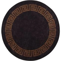 VidaXL Tapis Lavable Antidérapant φ120 Cm Noir Et Doré - Multicolore
