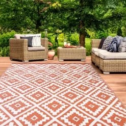 IDMARKET Tapis Extérieur BAHAMAS Terracotta 180 X 280 CM