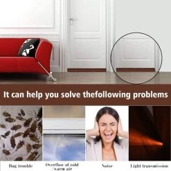 Fond Joint De Porte, Joint De Porte Interieur Universel, Calfeutrer Bas De Porte, Isolant Phonique Thermique Bande D'étanchéité, Pour Vent/Anti-Insectes/Insonorisant (96 Cm, Brun)，Starlight -Tapis et paillasson Soldes 48727880 5