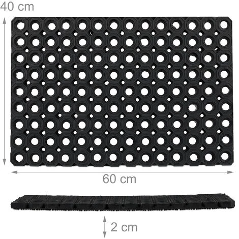Relaxdays Paillasson Caoutchouc, 40x60, Antidérapant, Résistant, Caillebotis Extérieur, Tapis D’entrée, Picots, Noir 5 Relaxdays Paillasson Caoutchouc, 40x60, Antidérapant, Résistant, Caillebotis Extérieur, Tapis D’entrée, Picots, Noir – Image 5