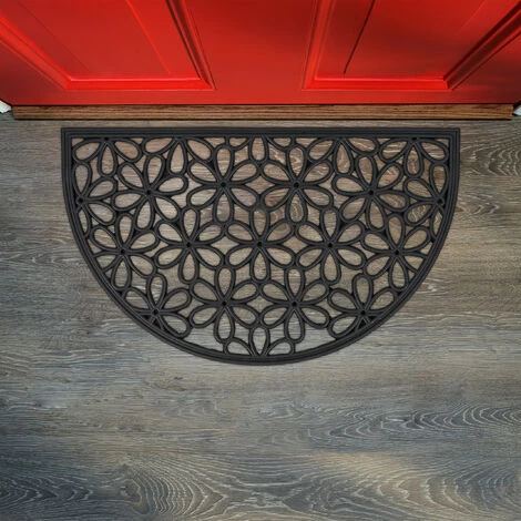 Relaxdays Paillasson Caoutchouc, 45x75 Cm, Antidérapant, Résistant, Caillebotis Extérieur, Tapis D’entrée, Fleurs, Noir 3 Relaxdays Paillasson Caoutchouc, 45x75 Cm, Antidérapant, Résistant, Caillebotis Extérieur, Tapis D’entrée, Fleurs, Noir – Image 3