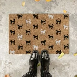 Relaxdays Paillasson Coco, Motif Chats, Tapis D’entrée Pratique, 40 X 60 Cm, Revêtement Antidérapant En PVC, Nature -Tapis et paillasson Soldes 49246542 3