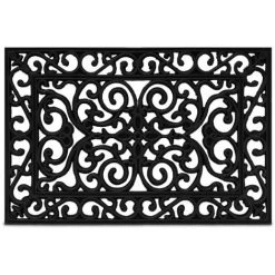 Relaxdays Paillasson Caoutchouc, 60 X 40 Cm, Antidérapant, Résistant, Extérieur, Tapis D’entrée, Ornement, Noir