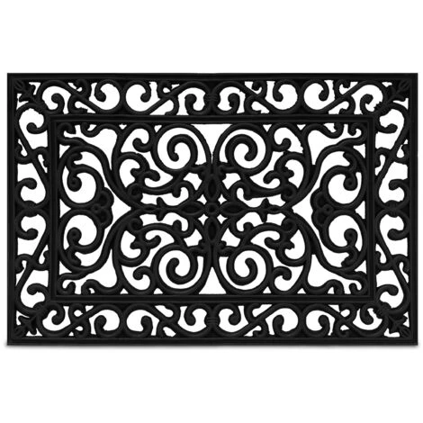 Relaxdays Paillasson Caoutchouc, 60 X 40 Cm, Antidérapant, Résistant, Extérieur, Tapis D’entrée, Ornement, Noir 1 Relaxdays Paillasson Caoutchouc, 60 X 40 Cm, Antidérapant, Résistant, Extérieur, Tapis D’entrée, Ornement, Noir