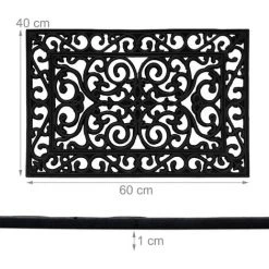 Relaxdays Paillasson Caoutchouc, 60 X 40 Cm, Antidérapant, Résistant, Extérieur, Tapis D’entrée, Ornement, Noir 9 Relaxdays Paillasson Caoutchouc, 60 X 40 Cm, Antidérapant, Résistant, Extérieur, Tapis D’entrée, Ornement, Noir -Tapis et paillasson Soldes 49246589 5