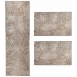 KARAT Bordure De Lit Flokati Élite Beige Clair 1205 Ensemble 1 1 Patin 67 X250 Cm + 2 Ponts 67 X 140 Cm - Beige Clair