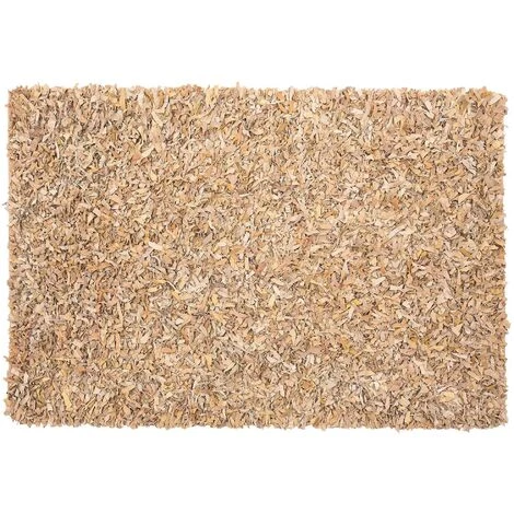 BELIANI Tapis En Cuir Véritable Beige 200x140cm - Beige 1 BELIANI Tapis En Cuir Véritable Beige 200x140cm - Beige