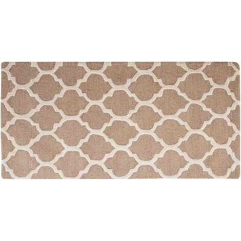BELIANI Tapis En Tissu Beige 150x80cm - Beige 1 BELIANI Tapis En Tissu Beige 150x80cm - Beige