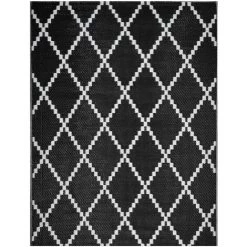 AVRIL PARIS Tapis D'extérieur En Plastique Tressé - 120x160cm - Noir - Réversible - 100% Polypropylène - 400gr / M2 - TUNIS - Noir