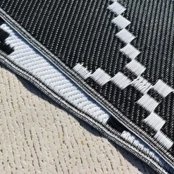 AVRIL PARIS Tapis D'extérieur En Plastique Tressé - 120x160cm - Noir - Réversible - 100% Polypropylène - 400gr / M2 - TUNIS - Noir -Tapis et paillasson Soldes 49854915 3