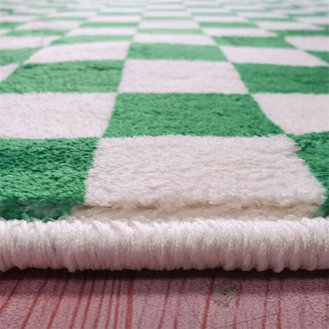 KARTOKNER Tapis Personnalité Créative Tapis En Damier Salon Chambre Simple Tapis Quadrillé Vert Et Blanc Coussin De Canapé Carré Frais Tapis Décoratifs Pour La Maison (Vert) 4 KARTOKNER Tapis Personnalité Créative Tapis En Damier Salon Chambre Simple Tapis Quadrillé Vert Et Blanc Coussin De Canapé Carré Frais Tapis Décoratifs Pour La Maison (Vert) – Image 4