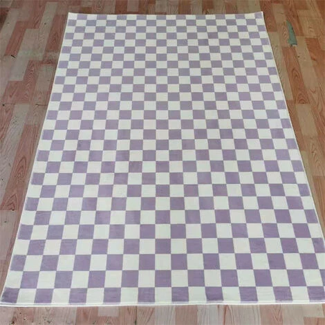 KARTOKNER Tapis Personnalité Créative Tapis En Damier Salon Chambre Simple Tapis Quadrillé Violet Et Blanc Coussin De Canapé Carré Frais Tapis Décoratifs Pour La Maison (Violet) 4 KARTOKNER Tapis Personnalité Créative Tapis En Damier Salon Chambre Simple Tapis Quadrillé Violet Et Blanc Coussin De Canapé Carré Frais Tapis Décoratifs Pour La Maison (Violet) – Image 4