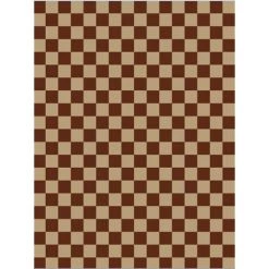 KARTOKNER Tapis Personnalité Créative Tapis En Damier Salon Chambre Simple Tapis Quadrillé Brun Et Blanc Coussin De Canapé Carré Frais Tapis Décoratifs Pour La Maison (Brun)
