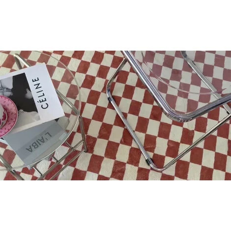 KARTOKNER Tapis Personnalité Créative Tapis En Damier Salon Chambre Simple Tapis Quadrillé Brun Et Blanc Coussin De Canapé Carré Frais Tapis Décoratifs Pour La Maison (Brun) 3 KARTOKNER Tapis Personnalité Créative Tapis En Damier Salon Chambre Simple Tapis Quadrillé Brun Et Blanc Coussin De Canapé Carré Frais Tapis Décoratifs Pour La Maison (Brun) – Image 3