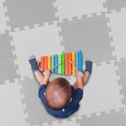 Relaxdays Tapis Puzzle 25 Pièces, Mousse EVA, Sans Substances Nocives, 0,77 M2, Dalle Jeu Enfant Avec Bord, Gris -Tapis et paillasson Soldes 50008637 4