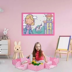 Relaxdays Tapis Puzzle 25 Pièces, Mousse EVA, Sans Substances Nocives, 0,77 M2, Dalle Jeu Enfant Avec Bord, Rose -Tapis et paillasson Soldes 50008651 3