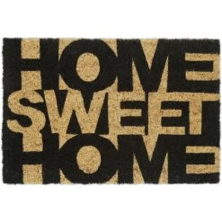 Relaxdays Paillasson Coco, Home Sweet Home, 60 X 40 Cm, Tapis D’entrée, Intérieur, Extérieur, Antidérapant, Nature/noir