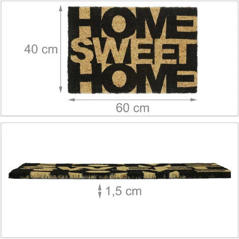 Relaxdays Paillasson Coco, Home Sweet Home, 60 X 40 Cm, Tapis D’entrée, Intérieur, Extérieur, Antidérapant, Nature/noir 5 Relaxdays Paillasson Coco, Home Sweet Home, 60 X 40 Cm, Tapis D’entrée, Intérieur, Extérieur, Antidérapant, Nature/noir – Image 5