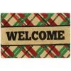 Relaxdays Paillasson Coco, 60x40, Motif à Carreaux, Inscription Welcome, Caoutchouté, Intérieur, Extérieur, Multicolore