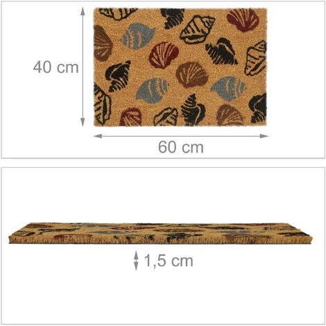 Relaxdays Paillasson Coco, Tapis De Porte Avec Motif De Coquillages, 40x60cm, Intérieur, Extérieur, Antidérapant, Nature 5 Relaxdays Paillasson Coco, Tapis De Porte Avec Motif De Coquillages, 40x60cm, Intérieur, Extérieur, Antidérapant, Nature – Image 5