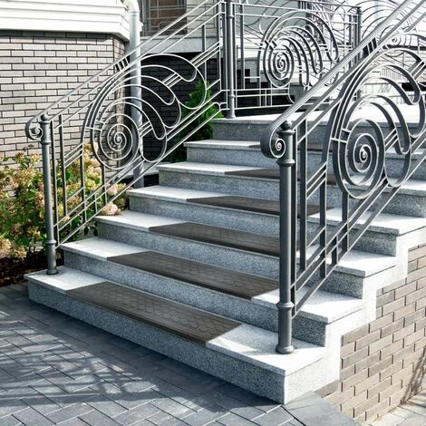 KARAT Tapis D'escalier En Caoutchouc Pour L'extérieur Pièce De Monnaie 25x65 Cm - Noir 4 KARAT Tapis D'escalier En Caoutchouc Pour L'extérieur Pièce De Monnaie 25x65 Cm - Noir – Image 4