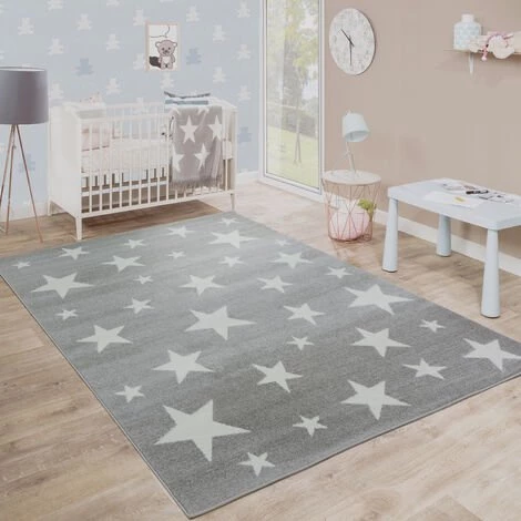 Paco Home Moderne Poils Ras Tapis Enfant Motif Étoilé Chambre D'Enfant Étoile Gris Blanc 80x150 Cm 1 Paco Home Moderne Poils Ras Tapis Enfant Motif Étoilé Chambre D'Enfant Étoile Gris Blanc 80x150 Cm
