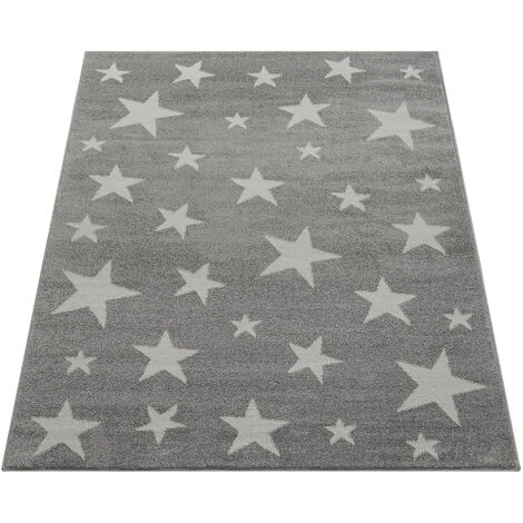 Paco Home Moderne Poils Ras Tapis Enfant Motif Étoilé Chambre D'Enfant Étoile Gris Blanc 80x150 Cm 4 Paco Home Moderne Poils Ras Tapis Enfant Motif Étoilé Chambre D'Enfant Étoile Gris Blanc 80x150 Cm – Image 4