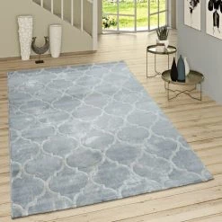 Paco Home Tapis Poils Ras Moderne Motif Marocain Gris 60x100 Cm