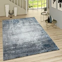 Paco Home Tapis Poils Ras Moderne Motif Oriental Gris Bleu 60x100 Cm