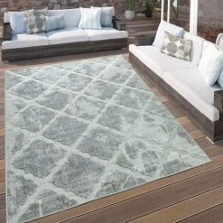 Paco Home Tapis Intérieur Et Extérieur Aspect Marbré Losanges Gris 60x100 Cm
