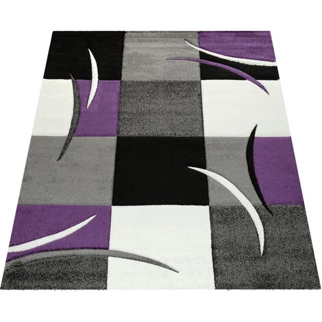 Paco Home Tapis De Créateur Aux Contours Découpés à Carreaux En Purpre Violet 60x110 Cm 5 Paco Home Tapis De Créateur Aux Contours Découpés à Carreaux En Purpre Violet 60x110 Cm – Image 5