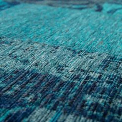 Paco Home Tapis Poils Ras Patchwork Salon Moderne Aspect Vintage Floral Bleu Turquoise 80x250 Cm -Tapis et paillasson Soldes 50623057 3