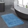 Paco Home Tapis Salle De Bain Moderne Poils Longs Uni Tapis De Bain Antidérapant Turquoise 50x80 Cm