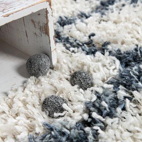 Paco Home Shaggy Tapis Salon Poils Longs Moderne Motif À Carreaux Losanges Crème Bleu 80x150 Cm 3 Paco Home Shaggy Tapis Salon Poils Longs Moderne Motif À Carreaux Losanges Crème Bleu 80x150 Cm – Image 3