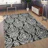 Paco Home Tapis Créateur Moderne Motif Oriental 3D Tapis De Salon Anthracite Gris Blanc 120x170 Cm