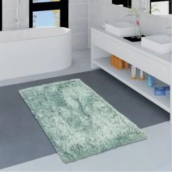 Paco Home Tapis De Bain Moderne Salle De Bain Tapis Shaggy Moelleux Doux Uni Turquoise 40x55 Cm