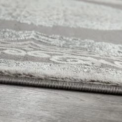 Paco Home Tapis Oriental Moderne Effet 3D Chiné Scintillant Ornements Gris Blanc 80x150 Cm -Tapis et paillasson Soldes 50623237 3