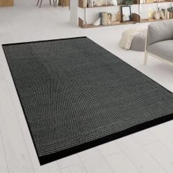 Paco Home Tapis Tissé Main Tissage À Plat Style Scandinave Chiné Motif Tissé Noir 60x110 Cm