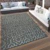 Paco Home Tapis Intérieur & Extérieur Terrasses Motif Ethnique Bordure Résistant Aux Intempéries Moderne Gris 60x100 Cm