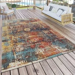 Paco Home Tapis Intérieur Extérieur Moderne Design Nomade Terrasse Résistant Coloré 160x220 Cm