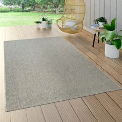 Paco Home Tapis Intérieur & Extérieur Tissage À Plat Aspect Sisal Look Naturel Uni Gris 80x150 Cm