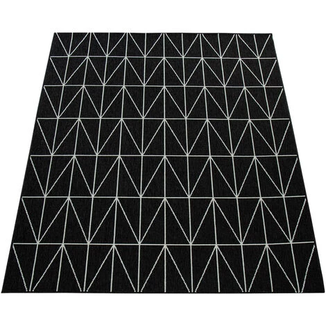Paco Home Tapis À Poils Ras Intérieur & Extérieur 3D Géométrique Design Scandinave En Noir 120x170 Cm 2 Paco Home Tapis À Poils Ras Intérieur & Extérieur 3D Géométrique Design Scandinave En Noir 120x170 Cm – Image 2