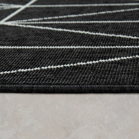 Paco Home Tapis À Poils Ras Intérieur & Extérieur 3D Géométrique Design Scandinave En Noir 120x170 Cm 4 Paco Home Tapis À Poils Ras Intérieur & Extérieur 3D Géométrique Design Scandinave En Noir 120x170 Cm – Image 4