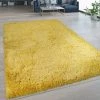 Paco Home Tapis Salon Poils Longs Lavable Shaggy Aspect Flokati Uni Jaune 140x200 Cm