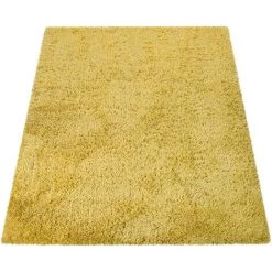 Paco Home Tapis Salon Poils Longs Lavable Shaggy Aspect Flokati Uni Jaune 140x200 Cm -Tapis et paillasson Soldes 50623336 4