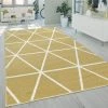 Paco Home Tapis De Salon À Poils Ras Moderne Design Géométrique Motif Losanges En Jaune 60x100 Cm