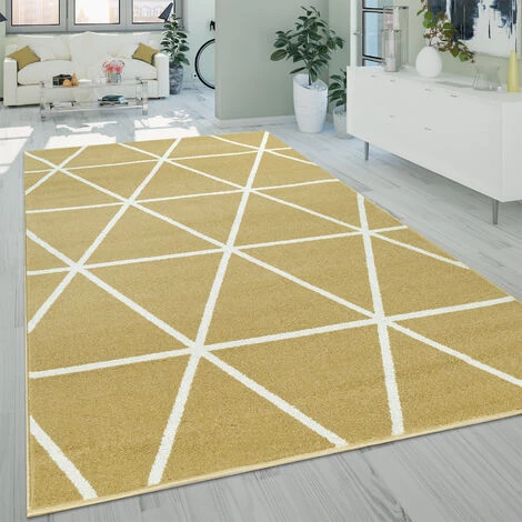 Paco Home Tapis De Salon À Poils Ras Moderne Design Géométrique Motif Losanges En Jaune 60x100 Cm 1 Paco Home Tapis De Salon À Poils Ras Moderne Design Géométrique Motif Losanges En Jaune 60x100 Cm